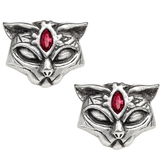 Bastet Egyptian Cat Goddess Stud Earrings Alchemy Gothic Made in UK - Picture 1 of 3